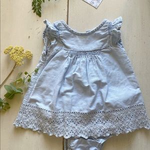 Baby Gap pale blue cotton eyelet romper